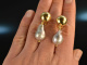 Big Drops! Baroque cultured pearls drop earrings silver 925 gold plated