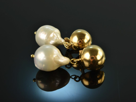 Big Drops! Baroque cultured pearls drop earrings silver 925 gold plated