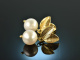 Tiny Leaves! Pretty cultured pearls earrings silver 925 gold plated