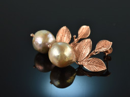 Autumn Leaves! Cultured pearl drop earrings silver 925...