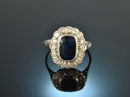 Around 1915! Fine sapphire diamond ring 0.8 ct platinum