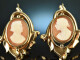 Around 1880! Beautiful Historism Cameo Earrings Gold 333