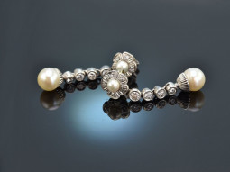 Around 1950! Especially beautiful earrings diamonds cultured pearls gold 585