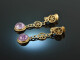 Around 1900! Pretty necklace and earrings with amethysts silver gold plated