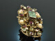 Transylvania around 1880! Imposing brooch with emeralds and pearls silver