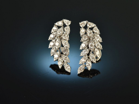 Diamond Leaves! Ohrringe mit Brillanten 1,5 ct Wei&szlig; Gold 750