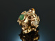 Around 1955! Funny ball pendant with quartz and agates gold 585