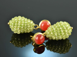 Fresh Rosehip! Drop earrings carnelian and peridot silver...