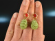 Fresh Rosehip! Drop earrings carnelian and peridot silver 925 gold plated