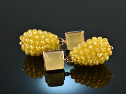 Sunshine! Drop earrings agate yellow zircon silver 925...