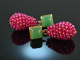 Glitter Berry! Drop earrings green agate raspberry red agate silver 925 gold plated