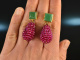 Glitter Berry! Drop earrings green agate raspberry red agate silver 925 gold plated