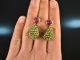 Violet with Green! Drop earrings violet agate green zircon silver 925 gold plated