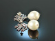 Coral Reef! Chic earrings baroque cultured pearls drops red enamel silver 925