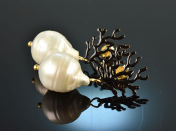 Coral Reef! Chic earrings baroque cultured pearls drops...