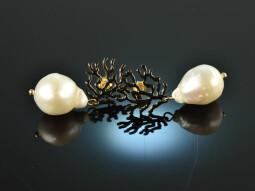 Coral Reef! Chic earrings baroque cultured pearls drops...