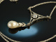 Around 1910! Precious Belle Epoque Necklace Diamonds Natural Pearl Platinum White Gold 750