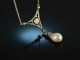 Around 1910! Precious Belle Epoque Necklace Diamonds Natural Pearl Platinum White Gold 750