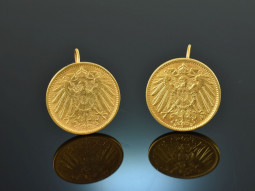 Empire! Pretty Coin Trachten Earrings 1 German Mark...
