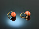 Around 1900! Fine coral bouton earrings gold 585