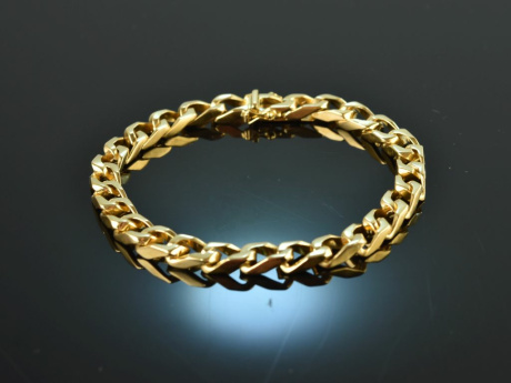 Around 1980! Heavy plain tank bracelet gold 750