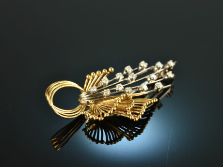 Jeweler Schilling Stuttgart around 1965! Brilliant brooch gold 750