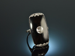 Art Deco um 1920! Edler Ring mit Diamant 0,7 ct Onyx Wei&szlig; Gold 750
