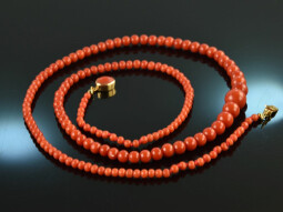 Italy around 1950! Finest red coral necklace gold 750