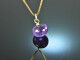 Lovely Lilac! Sparkling amethyst onion with pendant eyelet in yellow gold 585