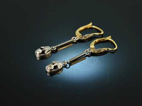 Around 1910! Pretty diamond earrings gold 585 platinum