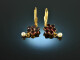 Beautiful garnet traditional earrings with pearl silver gold plated