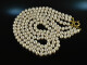 Jackie Style! Three row freshwater cultured pearl necklace clasp silver gold plated