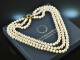 Jackie Style! Three row freshwater cultured pearl necklace clasp silver gold plated