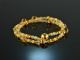 Warm Sunshine! Fancy bracelet 2 rows citrine and yellow quartz sterling silver gold plated