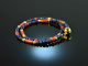 Ancient Chic! Fancy bracelet 2 rows coral lapis lazuli and sapphire sterling silver 925 gold plated