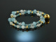 Frozen Lake! Fancy Armband 2reihig Aquamarin und Blauachat Sterlingsilber 925 vergoldet