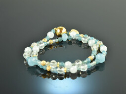 Swimming Pool! Fancy bracelet 2 rows aquamarine and blue...