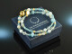 Swimming Pool! Fancy bracelet 2 rows aquamarine and blue quartz sterling silver 925 gold plated