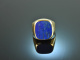 Around 1980! Classic coat of arms signet ring with lapis lazuli gold 333