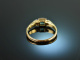 Around 1930! Fine ring with emerald and diamonds gold 585