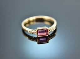 Warm Pink! Pretty ring with red tourmaline and diamonds...