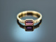 Warm Pink! Pretty ring with red tourmaline and diamonds gold 585