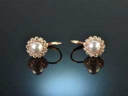 Classy Pearls! Ohrringe mit Zuchtperlen und Diamanten...