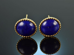 Around 1985! Precious earrings with lapis lazuli gold 750