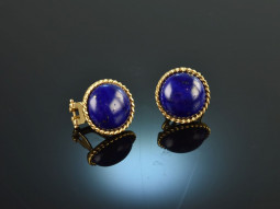 Around 1985! Precious earrings with lapis lazuli gold 750