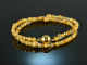 Caramel Cake! Fancy bracelet 2 rows citrine yellow quartz silver 925 gold plated