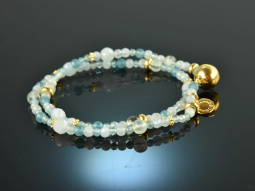 Caribbean Dream! Fancy bracelet 2 rows aquamarine and...