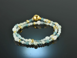 Caribbean Dream! Fancy bracelet 2 rows aquamarine and...