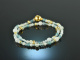 Caribbean Dream! Fancy bracelet 2 rows aquamarine and blue quartz silver 925 gold plated