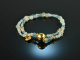 Caribbean Dream! Fancy bracelet 2 rows aquamarine and blue quartz silver 925 gold plated